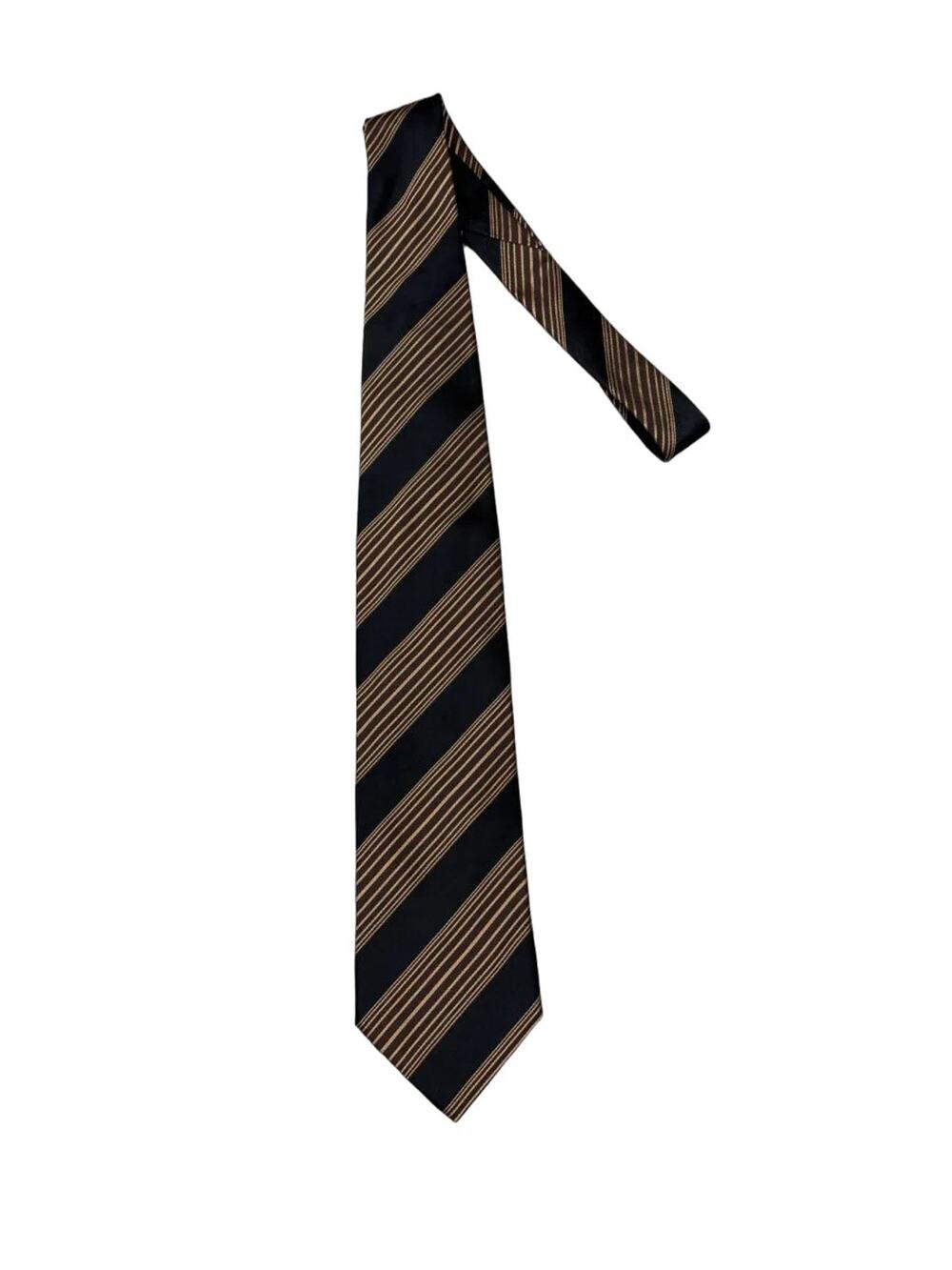 Dolce & Gabbana Black Gold Diagonal Stripe Silk Tie